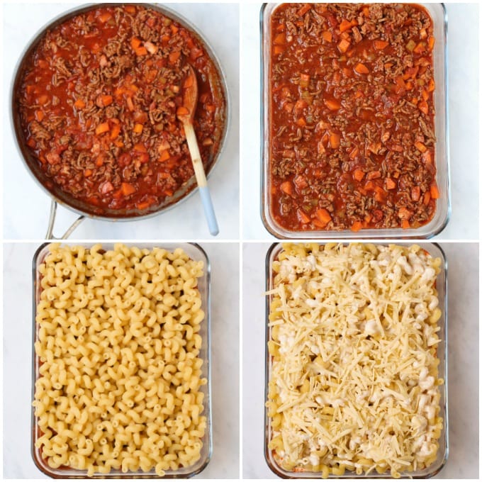 step by step making the pasta bake