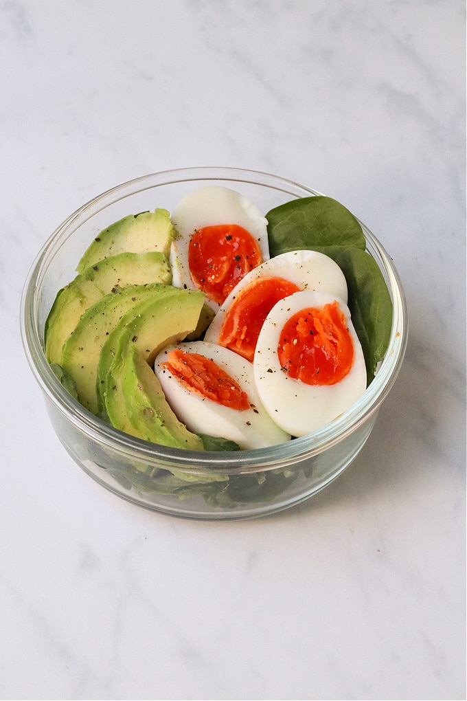 Protein pot with eggs and avocado