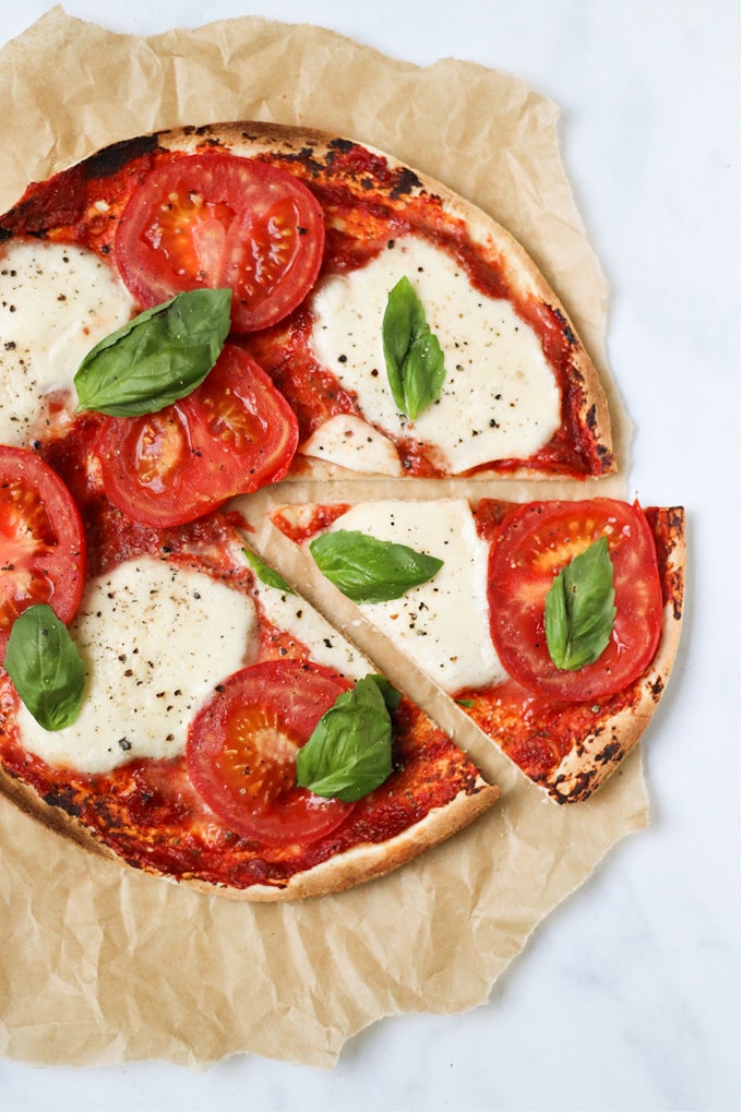 A delicious single serve Margherita Pizza ready in just 5 minutes and under 350 calories. Cut into sections ready to eat.