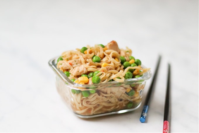 Healthier Homemade Pot Noodle with chopsticks