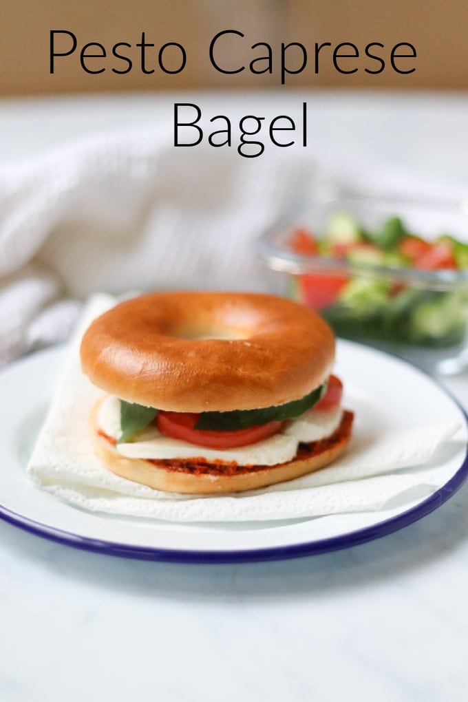 Pesto Caprese Bagel Pinterest Pin