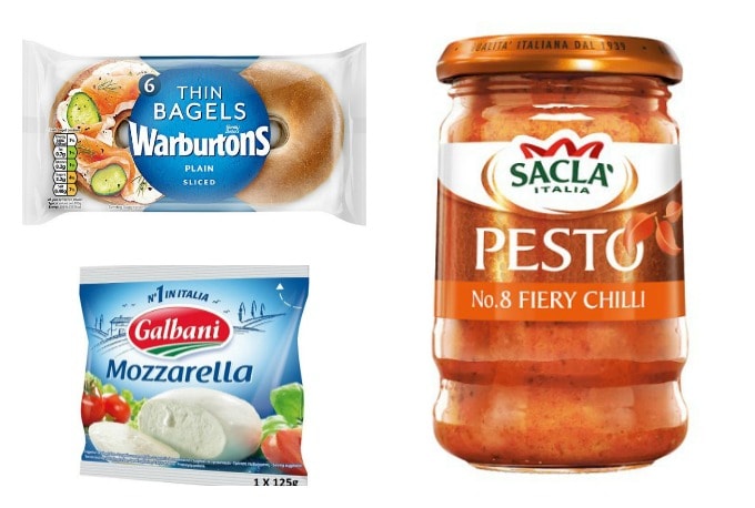 Pesto Caprese Bagel ingredients