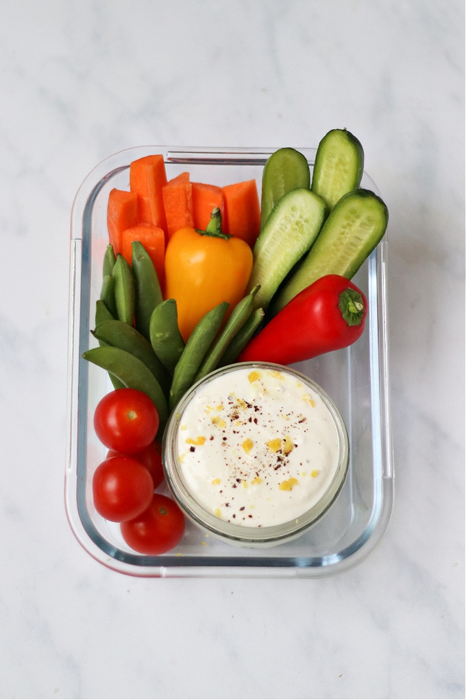 whipped feta dip with veggies