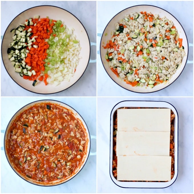 step by step of how to make the chicken lasagne