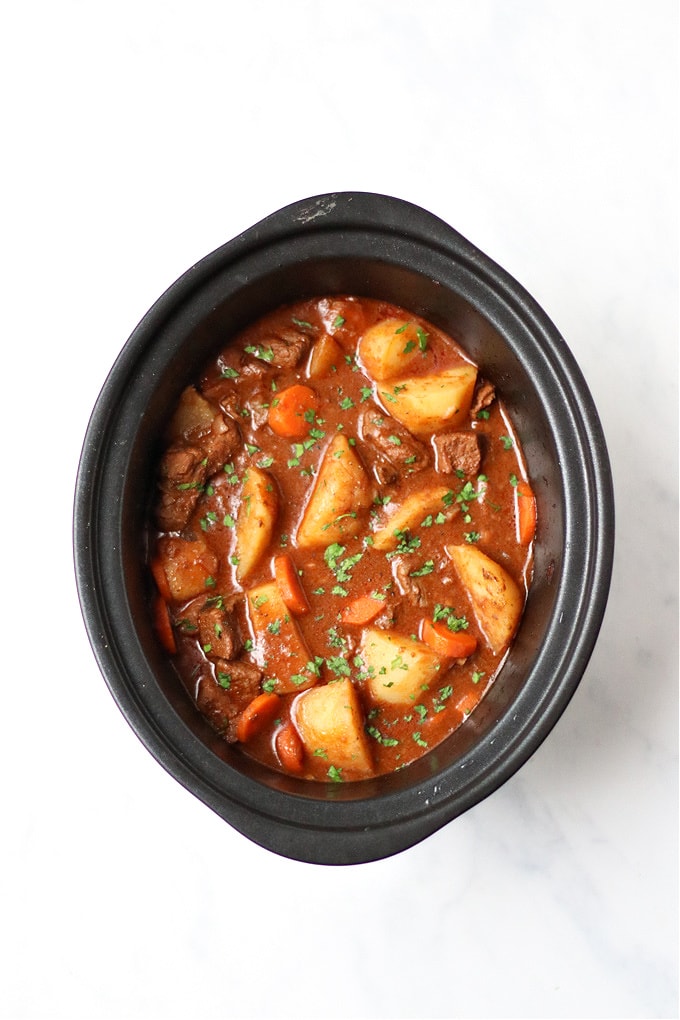 beef stew in the slow cooker
