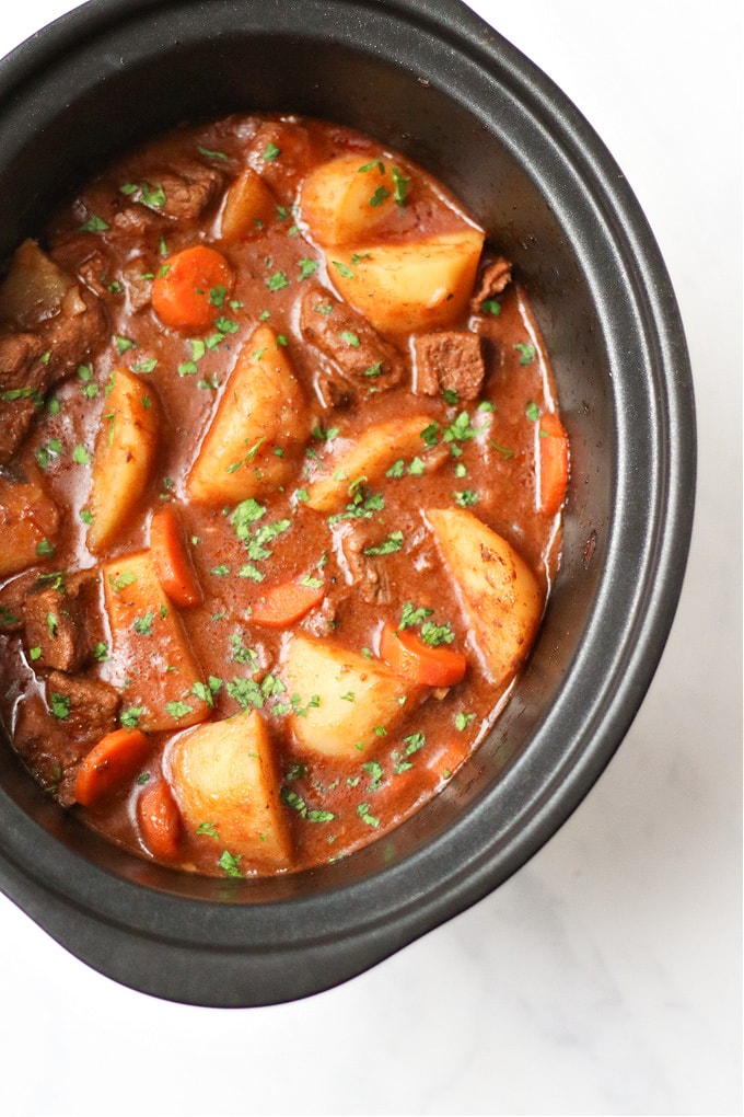 beef stew in the slow cooker