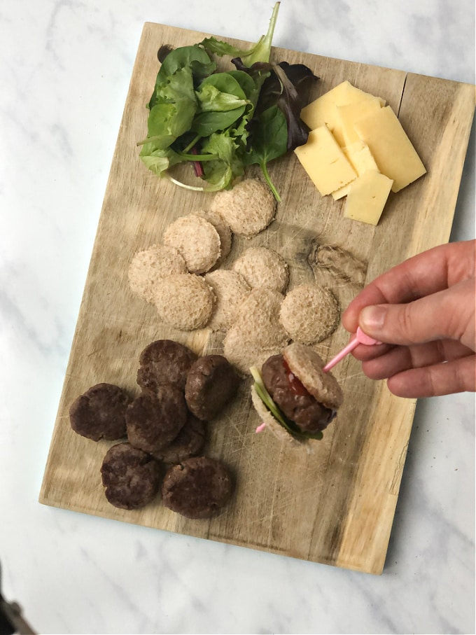 assembling the mini burgers