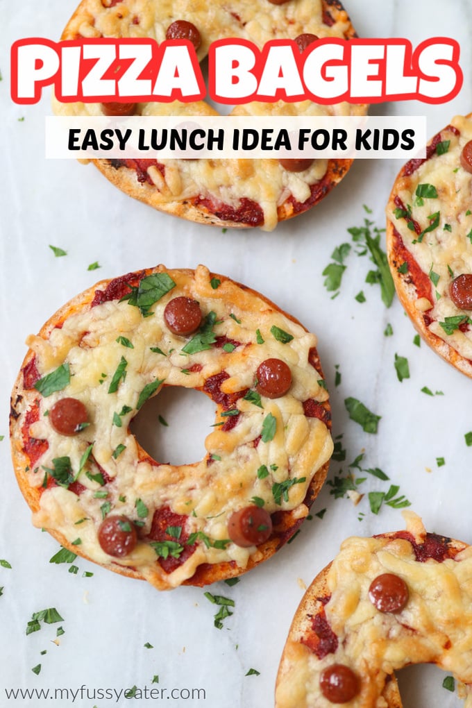 Pizza Bagels - Easy Lunch idea for kids
