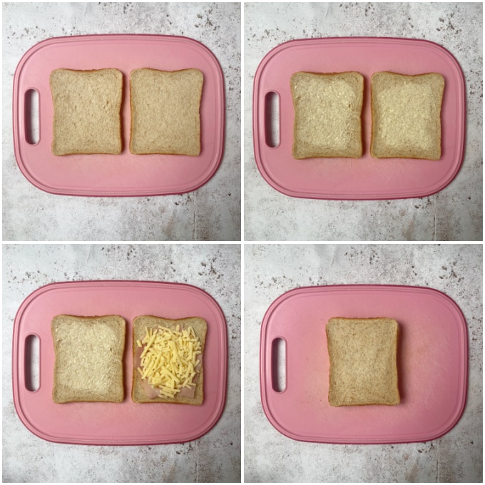 images for steps 1 to 4 for making toaster toasties