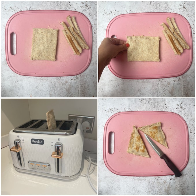 images for steps 5 to 8 for making toaster toasties