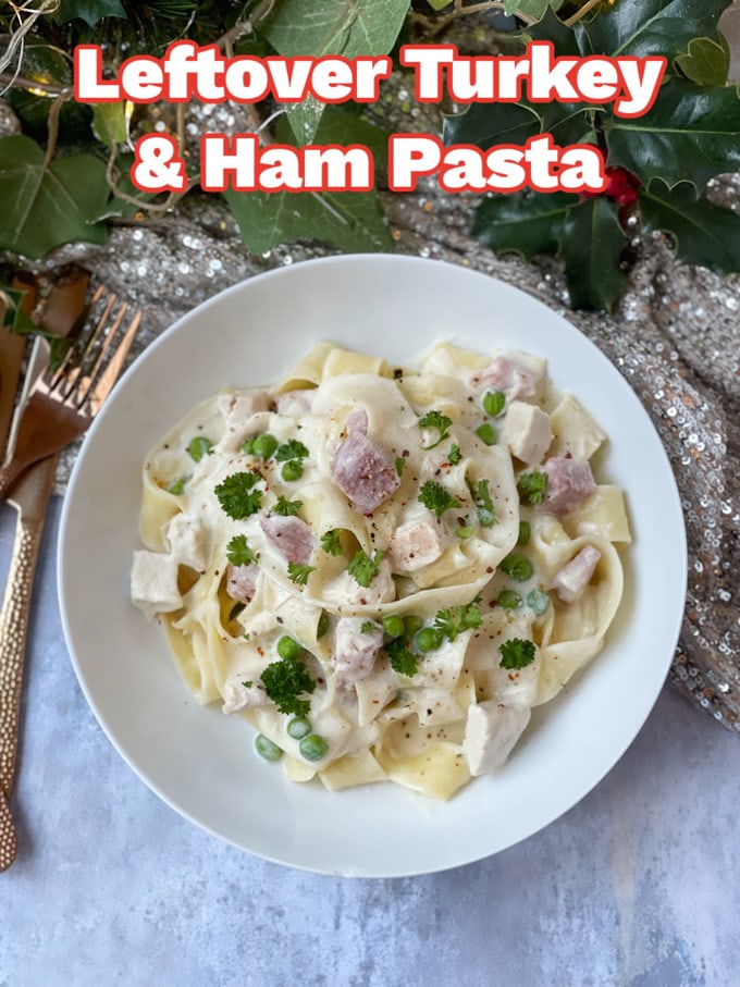 leftover turkey and ham pasta pinterest pin