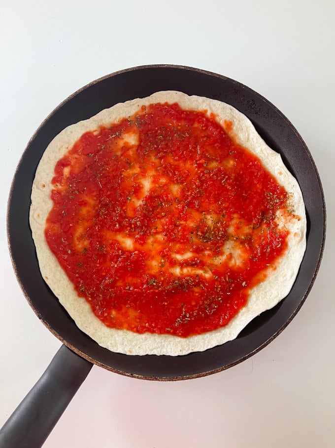 Dried oregano added on top of the Tortilla.