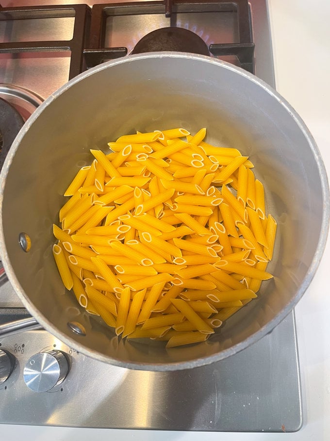 the dried pasta in a large saucepan