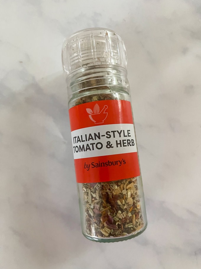 This is the seasoning I used but any type of Italian seasoning or just dried oregano will work just fine too.
