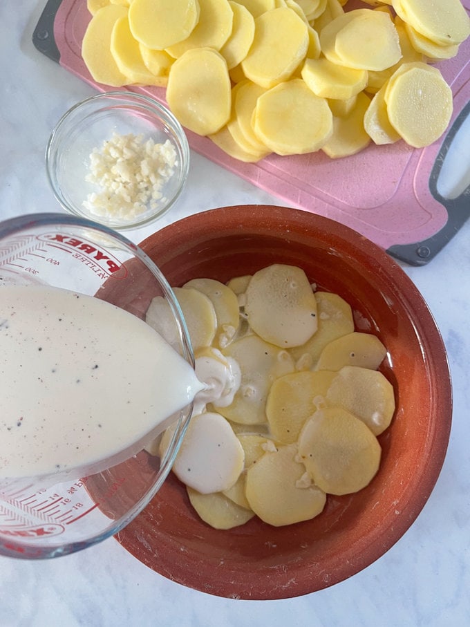 All the ingredients being added to the over dish. 