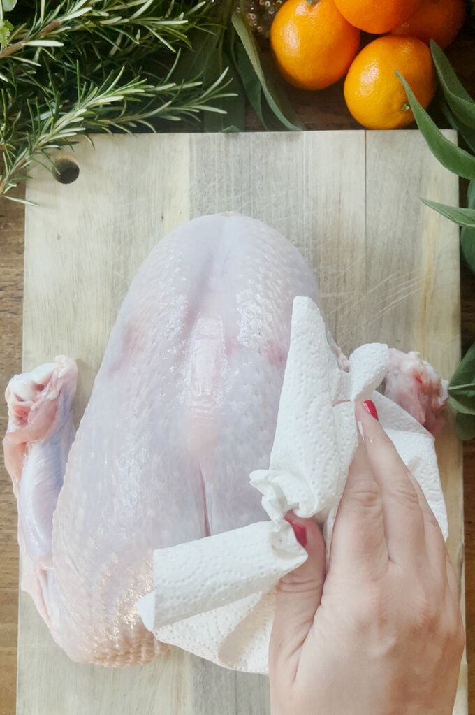 Turkey crown being prepped.