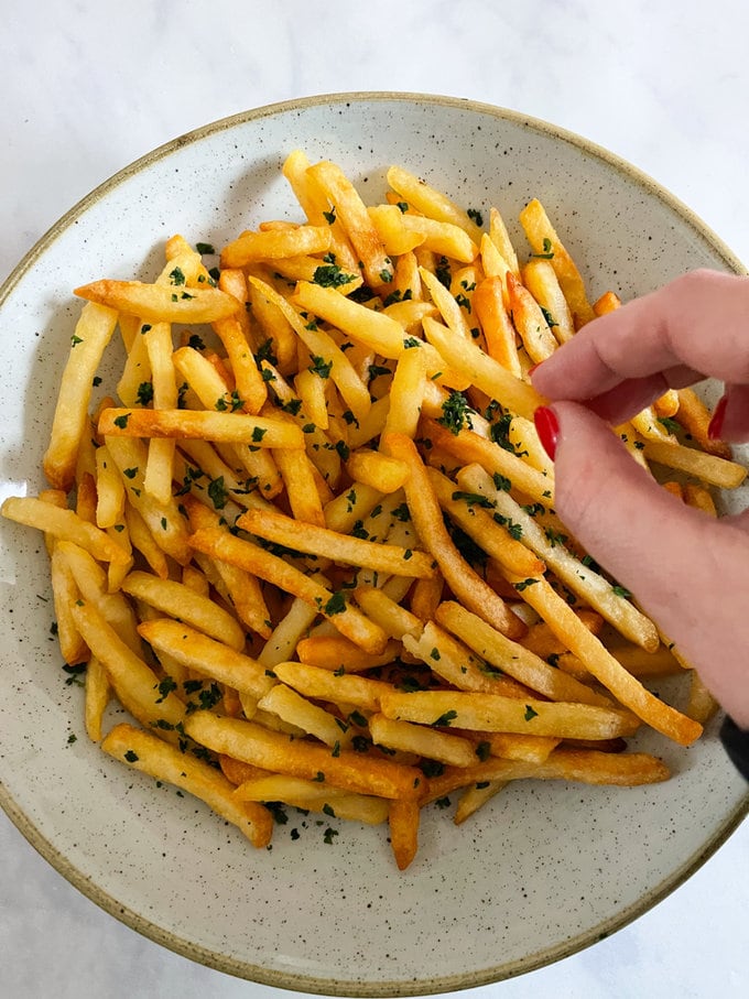 Air fryer fries being enjoyed !!