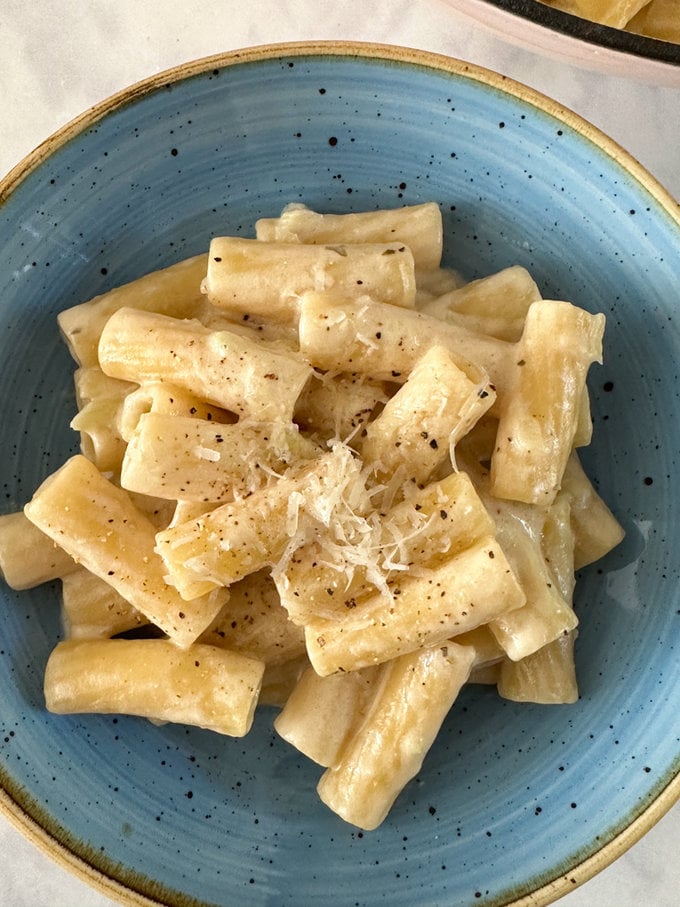 Close up of the broccoli stalk pasta.