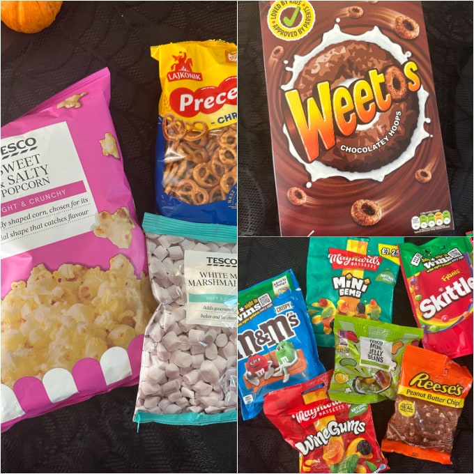 Ingredients for Halloween trail mix