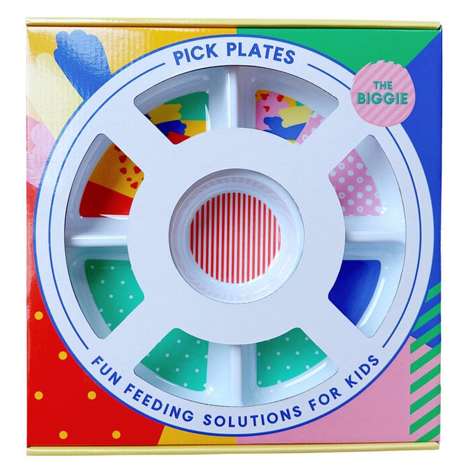 Children's Tableware from Pick Plates - The Biggie sized plate in brightly coloured packaging
