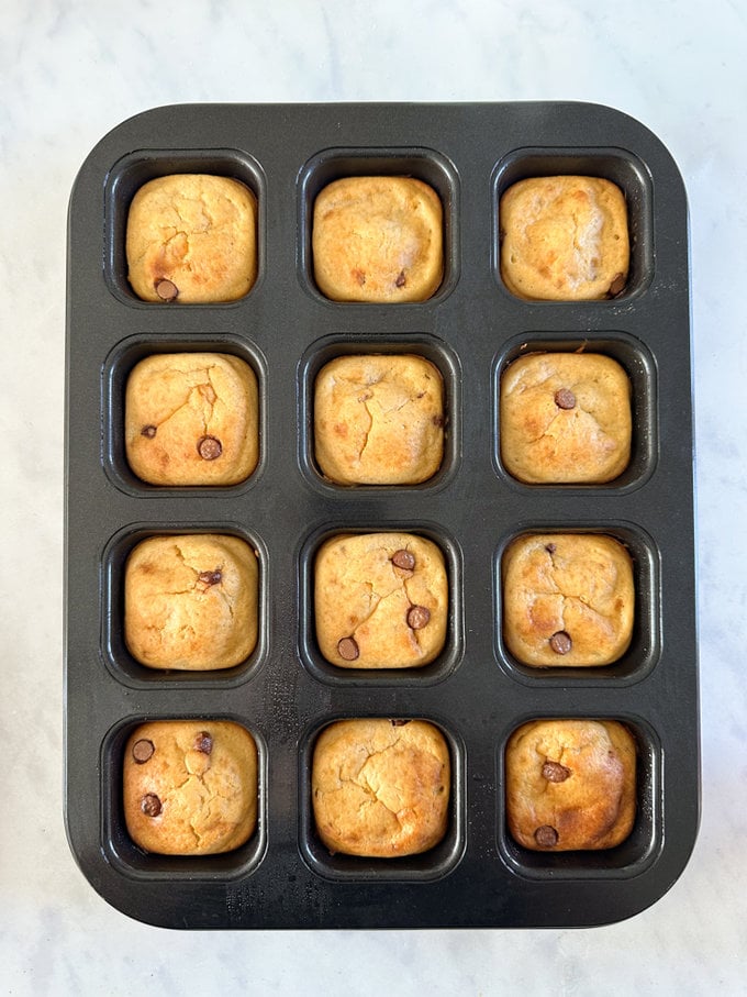 Mini Chocolate Chip Banana Bread fresh out the oven.