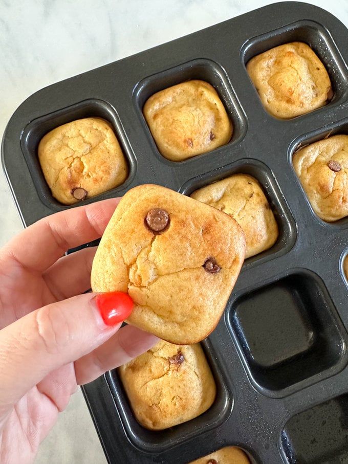 Mini Chocolate Chip Banana Bread fresh out the oven and ready to eat.