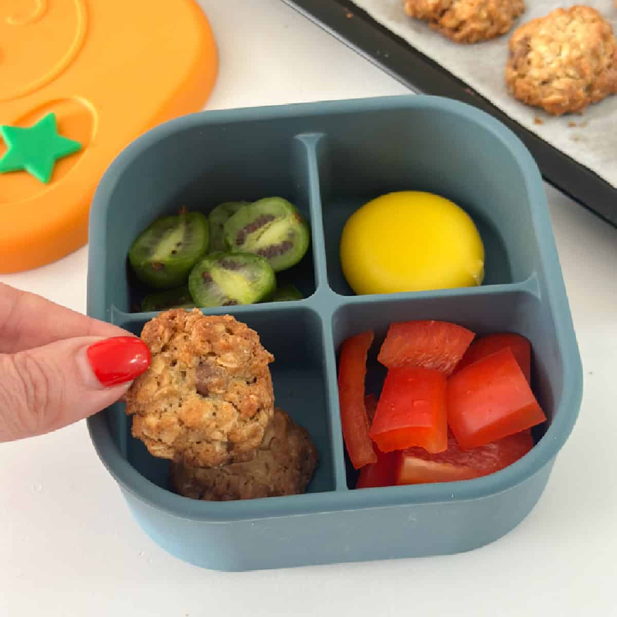 Homemade mini cookies in a snack box for kids