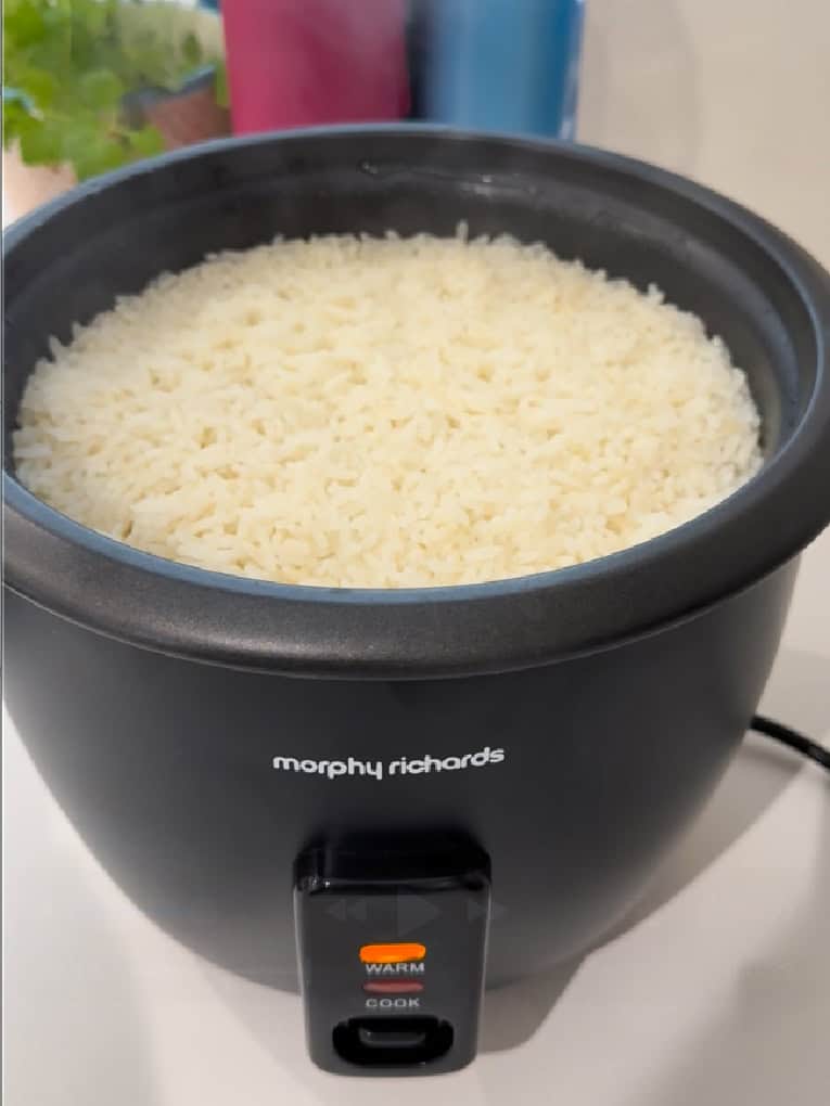 White rice cooking.